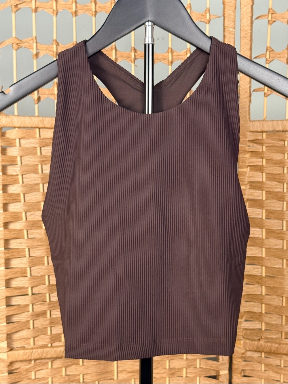 NWT Beyond Yoga Ribbed Crop Tank Dark Chocolate Size Small